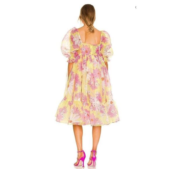 NWT Selkie French Puff Floral Midi Dress Size Small The Goldie #2C501 - Picture 3 of 13